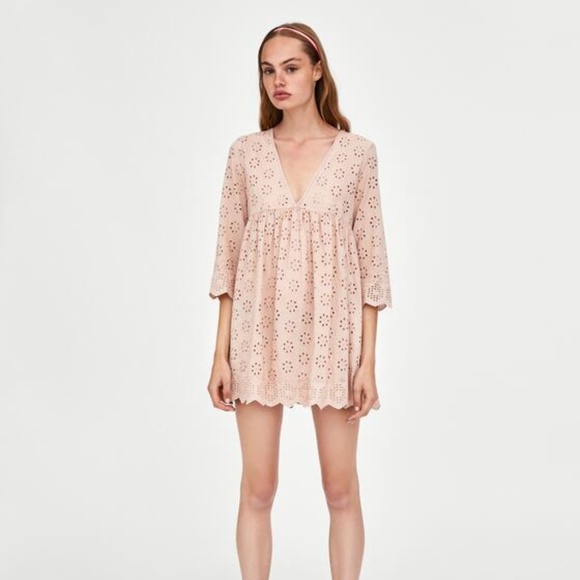 zara embroidered jumpsuit dress EMBROIDERED SHORT JUMPSUIT - Ecru